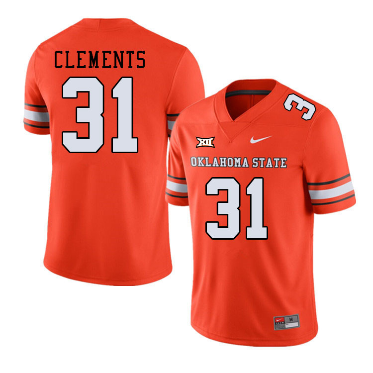Men #31 Chance Clements Oklahoma State Cowboys College Football Jerseys Stitched-Alternate Orange - Click Image to Close